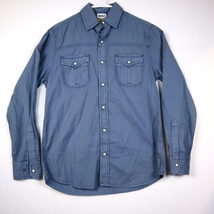 TREVERO Shirt Mens Small Blue Solid Pearl Snap Cowboy Southwestern L/S Cotton - £20.53 GBP