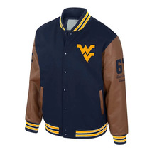  Navy Wool Brown Genuine Leather Jacket - $2,390.89 MXN+