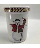 Debbie Mumm Snowflakes Ceramic Utensil Holder for Sakura Snowmen Crock J... - £19.54 GBP
