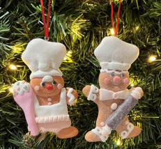 Gingerbread Boy &amp; Girl Baker Christmas Ornaments Sugar Coated Set of 2 C... - $13.75