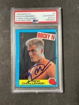 1985 Topps Rocky IV #9 Signed Card Dolph Lundgren &quot;Pandemonium!&quot; PSA Ivan Drago  - £432.79 GBP