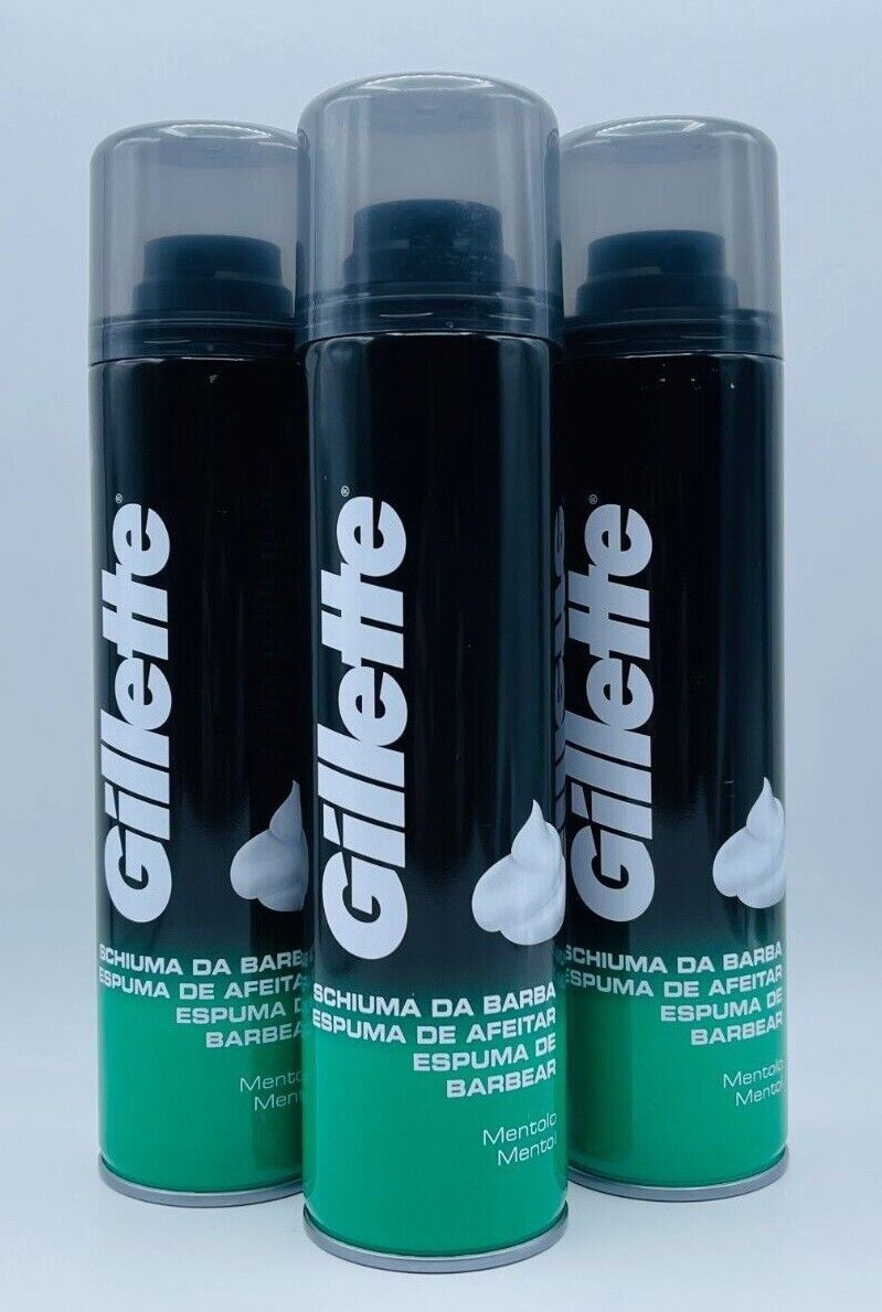 Primary image for 3 x Gillette MENTHOL Foamy Shaving Cream Shave Foam 10 oz Each Free Shipping