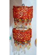 PAIR OF VINTAGE GLASS BEADED CANDLE HOLDERS WALL HANGING - $752.06 MXN