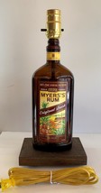 Myers&#39;s Rum Liquor Bottle Table Lamp Light &amp; Wood Base Bar Lounge Man Cave Decor - £41.38 GBP