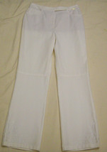 St.John White Pants Size-10 Embroidered bottom accent - $49.98