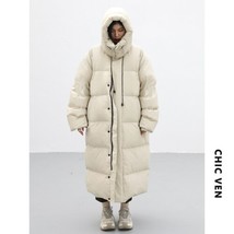 CHIC VEN Women&#39;s Down Coats Korean Loose Hooded Thick Warm Long Down Jacket Wint - £237.91 GBP