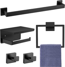 5-Pieces Matte Black Bathroom Accessories Set, Sus 304 Stainless Steel Bathroom - $51.99