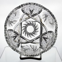 American Brilliant Pinwheel and Vesica Cut Bowl, Antique ABP Glass c.1910 8&quot; - £31.96 GBP