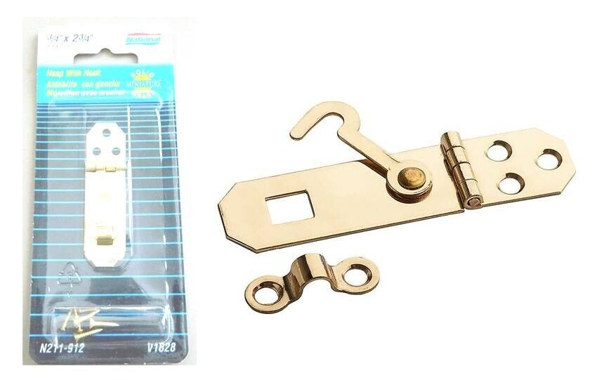 National Hardware N211-912 V1828 Lockout Hasp w/ Hook, Bright Brass - $5.94