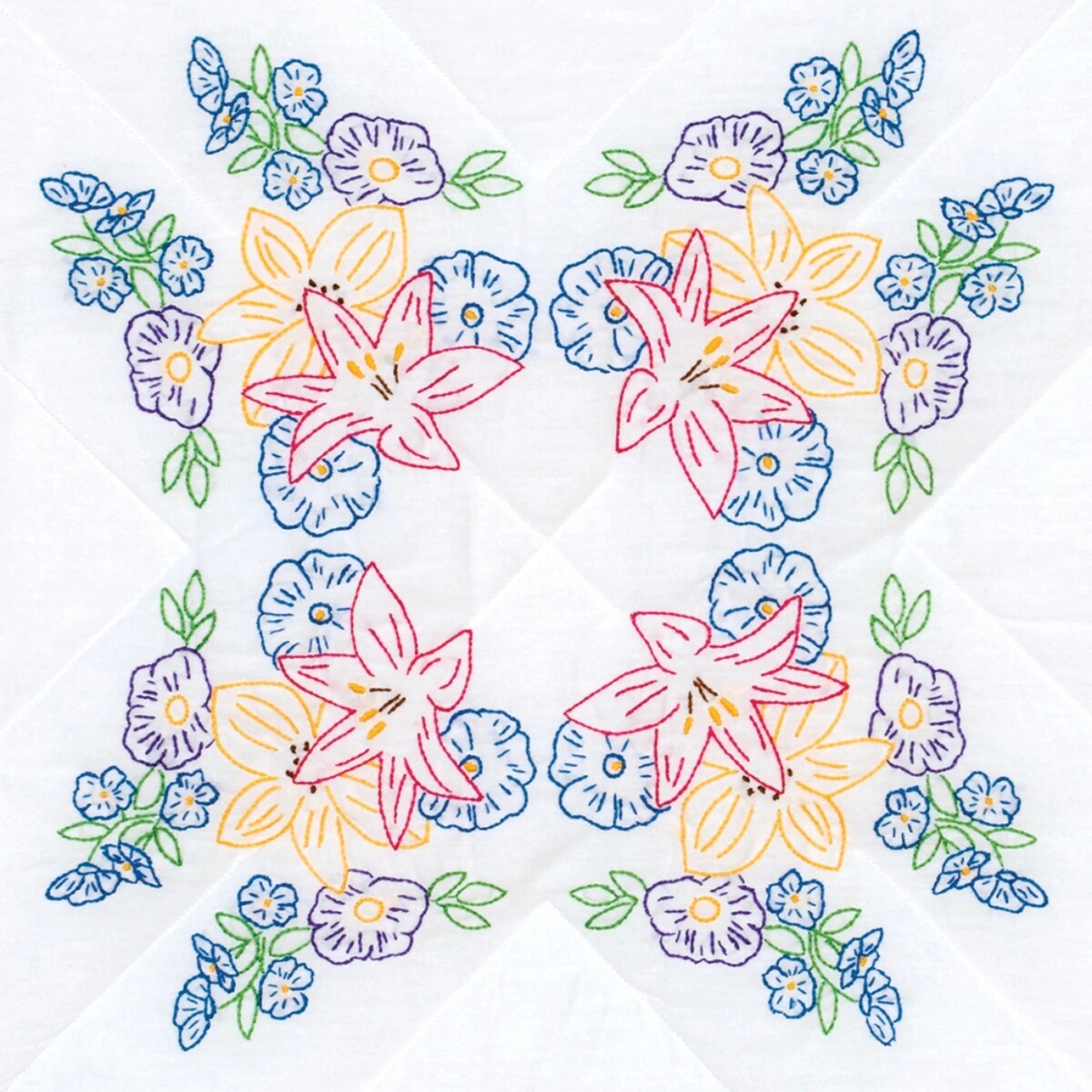 Jack Dempsey Needle Art Pretty Flowers 18 Inch Quilt Squares - $24.95