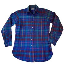 Vintage 1980s Pendleton Wool Plaid Shirt M Blue Tartan Board Trail USA Made - $47.00