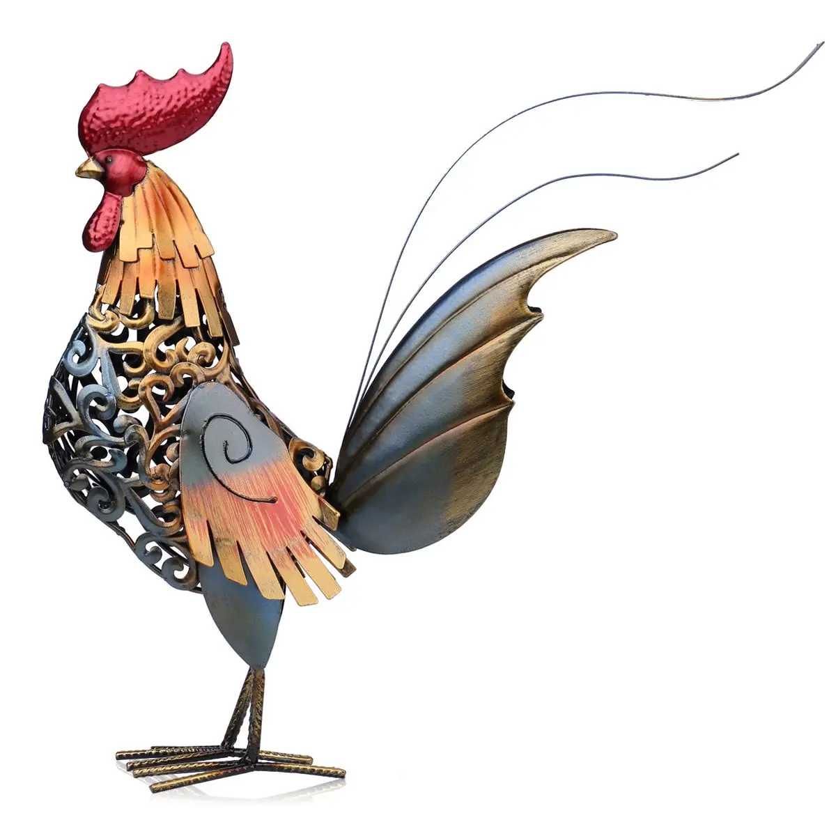 House Home Metal FigA Rooster Sculpture Carved Iron Rooster House Home Furnishin - £31.38 GBP