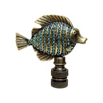 Royal Designs, Inc. Emerald Fish Design Lamp Finial for Lamp Shade, Antique Bras - £22.68 GBP