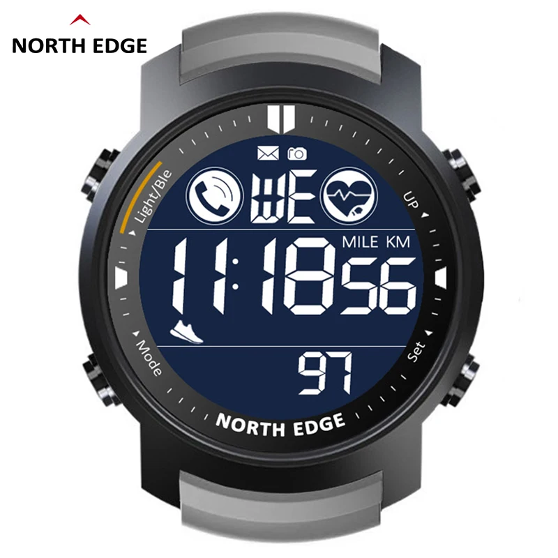 NORTH EDGE Men&#39;s Digital Watch Military Waterproof 50M Running Sports Pedometer - £40.03 GBP
