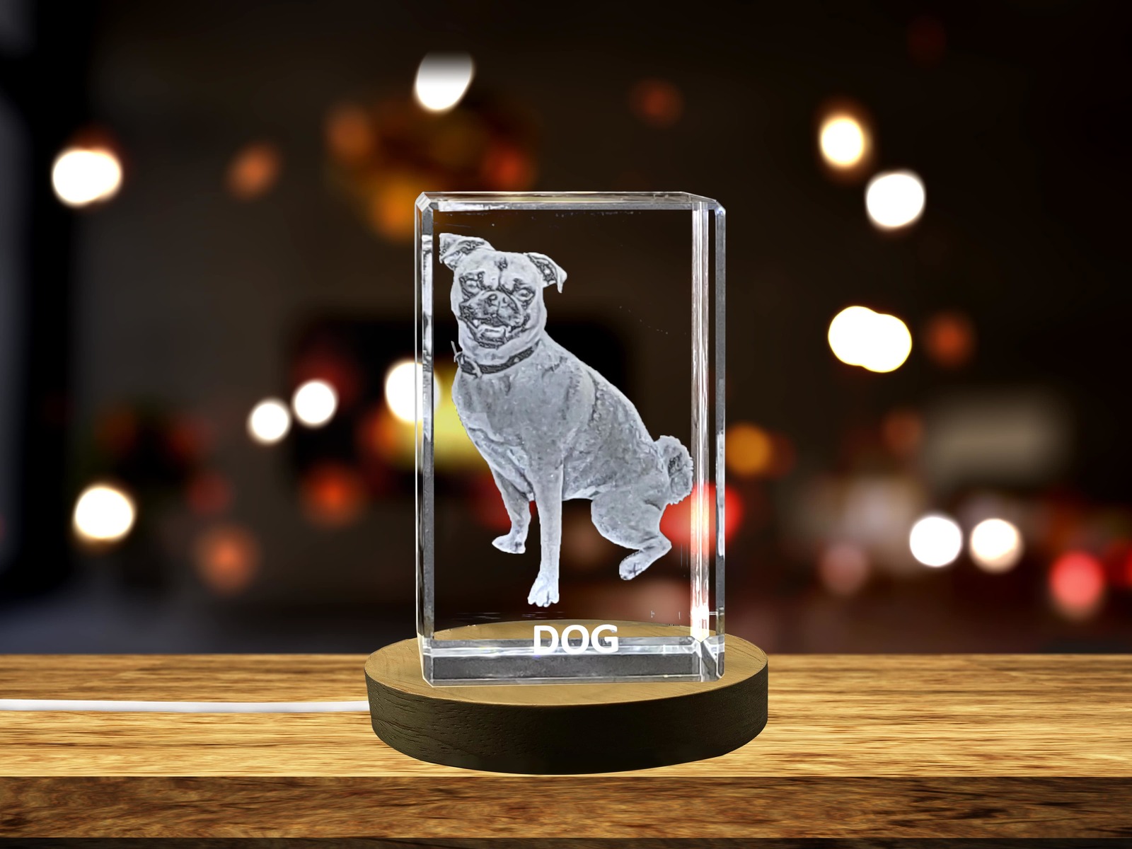 LED Base included | Beautiful 3D Engraved Crystal of a Loyal Dog - Perfect for