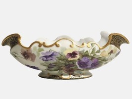 Antique Vienna Austria Hand Painted Flowers Centerpiece  Gold Gilt Bowl - £151.28 GBP
