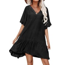 Cover Ups For Swimwear Women Casual Loose Fitting Beach Dress V-Neck Bathing Sui - £39.95 GBP