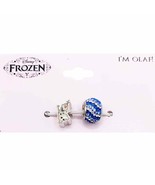 Frozen New Disney Olaf Snowman Charm &amp; Blue/Clear Crystal Charm Sterling... - £61.13 GBP