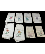 Vintage Days of the Week Tea Towels Set Lot 8 Shop &amp; Church Day Embroidered - £95.79 GBP