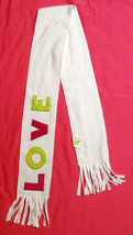Cute girl&#39;s warm soft off-white winter scarf, with LOVE written on it &amp; ... - $3.95