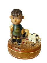 Linus Snoopy Music Box Figurine Charlie Brown Italy Anri 1968 RARE Peanuts vtg - £98.92 GBP