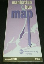 August 2001 MTA New York City Transit Manhattan Bus Map - £10.35 GBP