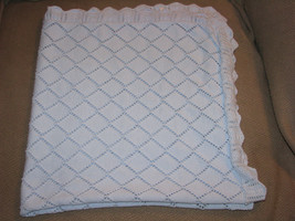 Carters Baby Boy Blue Blanket Cotton Knit Sweater Diamond Print Pattern - £25.31 GBP