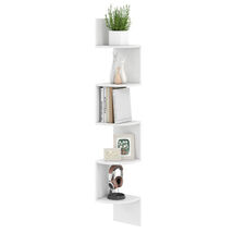 5-Tier Corner Shelf Floating Bookshelf Wall Mounted Storage Organizer-Wh... - $68.18
