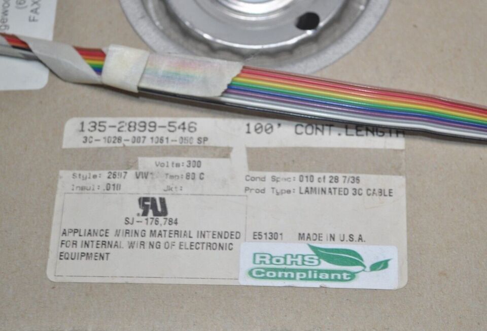 Approx 90ft Weico 10 CONDUCTOR FLAT RIBBON CABLE - 28 AWG - $74.24