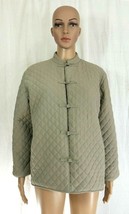 Eileen Fisher Beige Diamond Quilted Silk Coat Mandarin Collar Womens X Small - £53.46 GBP