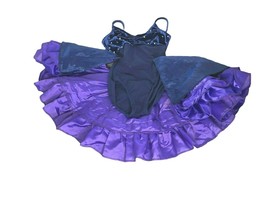 Major Motion Dance Wear Leotard Skirt Blue Purple Rhinestone Petite Adul... - £10.19 GBP