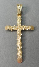 Solid 14k Yellow Gold Cross Crucifix Religious Charm Pendant 3 Grams - £295.48 GBP