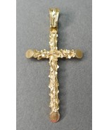 Solid 14k Yellow Gold Cross Crucifix Religious Charm Pendant 3 Grams - £291.76 GBP