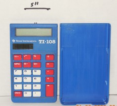 Vintage 1997 Texas Instruments TI-108 School Calculator With Cover Solar... - $14.80