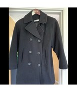 PERRY ELLIS BLACK WOOL PEA COAT Chic Nautical Military Jacket Size M 38 ... - $850.32 MXN