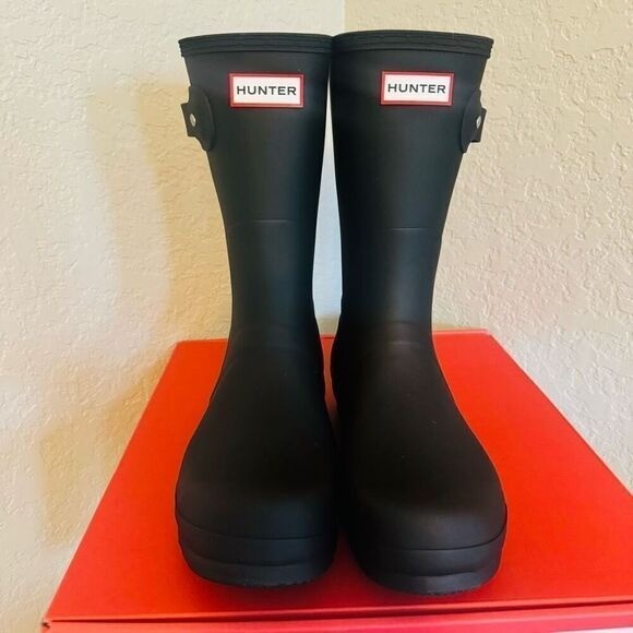 HUNTER Original Short Men's Waterproof Rain Boot, Rubber Black, Size 13, NWT Item image 14