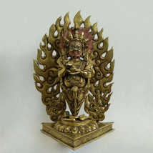 Antique Tibetan Buddhist Vajrakilaya Phurba 24K Gold Gilded Statue 9.5&quot; ... - £668.39 GBP