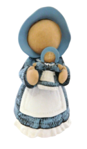 Amish Girl Figurine Hand Painted Molded Pottery Plaster Holding Doll No Face - £16.93 GBP