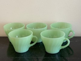 Vintage Anchor Hocking Fire King Jadeite Set of 5 Swirl Cups - $120.00