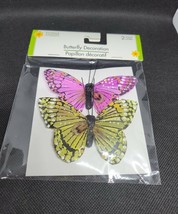 Floral Garden Butterfly decorative wire. New Pink and Yellow-Brand New-SHIP24HRS - £9.40 GBP