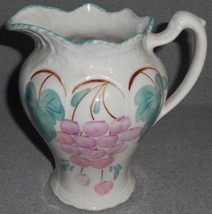 Blue Ridge Grapes Pattern Hand Painted Grace Pitcher Made In Tennessee - £54.50 GBP