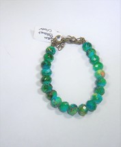 Bracelet Bead Green Glass w/Decorative Accents New Handmade 6&quot; w/Extend - £5.58 GBP