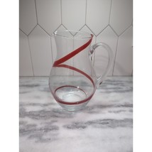 Pier 1 Swirline Glass Pitcher, 94 Ounce Red Pitcher, 9.5&quot; Beverage Pitch... - £61.13 GBP