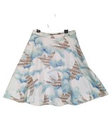 Anthropologie Maeve Songbirds Clouds Knee-Length Circle Skirt Sz 0 Acade... - $45.00