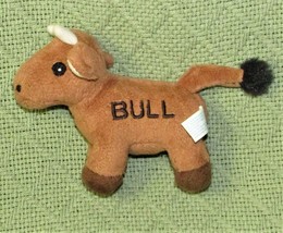 Aurora Baby Plush Bull With Sound Mini Stuffed Animal 4.5&quot; Brown Tan White Horns - £8.63 GBP