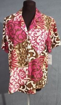NWT Alfred Dunner Barcelona Tropical Button Up Blouse Top Shirt Woman&#39;s ... - $18.95