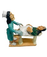 RARE Funny Clay Doctor and Patient figurine (L 6&quot; X W 2&quot; ~ Wt. 8.5 oz.) - $17.26