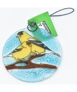 Goldfinch Yellow Finch Fused Art Glass Ornament Sun Catcher Handmade Ecu... - £14.23 GBP