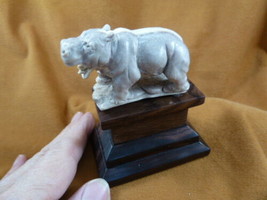 hippo-10) little Hippo of shed ANTLER figurine Bali detailed carving love hippos - £46.70 GBP