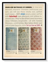 Simmons Quilted Celacloud Mattresses Print Ad Vintage 1962 Magazine Adve... - €6,59 EUR